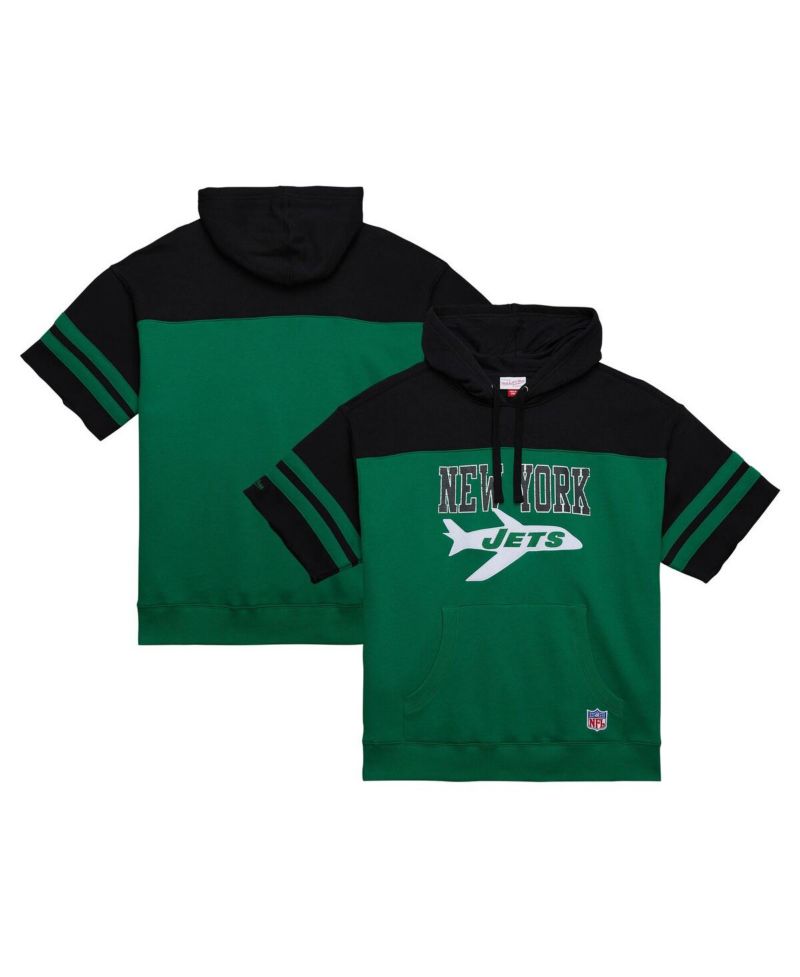 Men's Kelly-Green New York Jets Off Field Vintage-like Logo Short Sleeve Pullover Hoodie