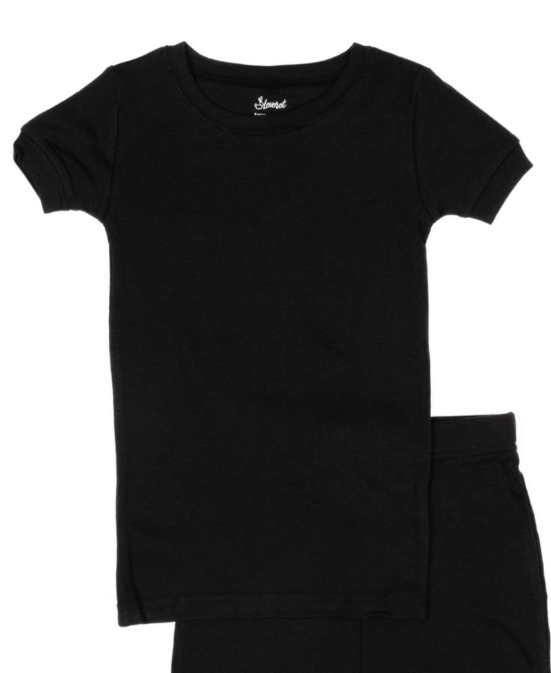 Toddler Matching Family Two Piece Cotton Short Sleeve Shirt and Shorts Solid Color Pajamas 2T-5T