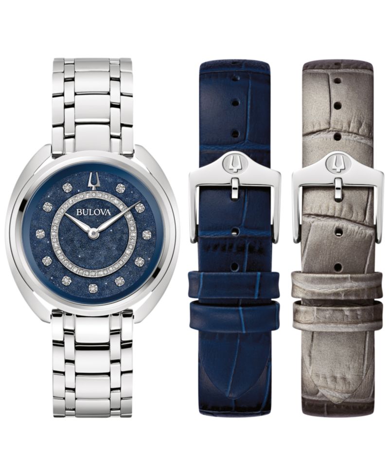 Women's Duality Diamond (1/8 ct. t.w.) Stainless Steel Bracelet Watch Box Set 34mm