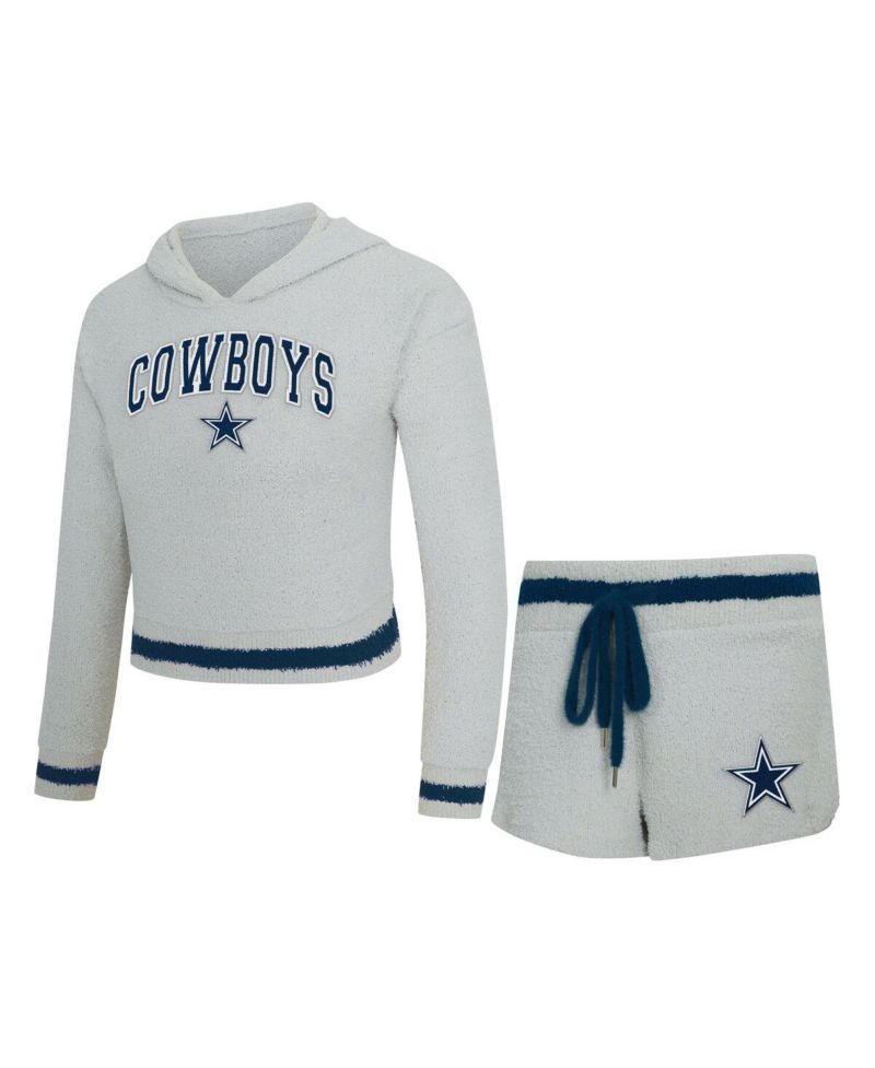 Women's 2-Piece Gray Dallas Cowboys Whitley Long Sleeve Hoodie Top and Shorts set