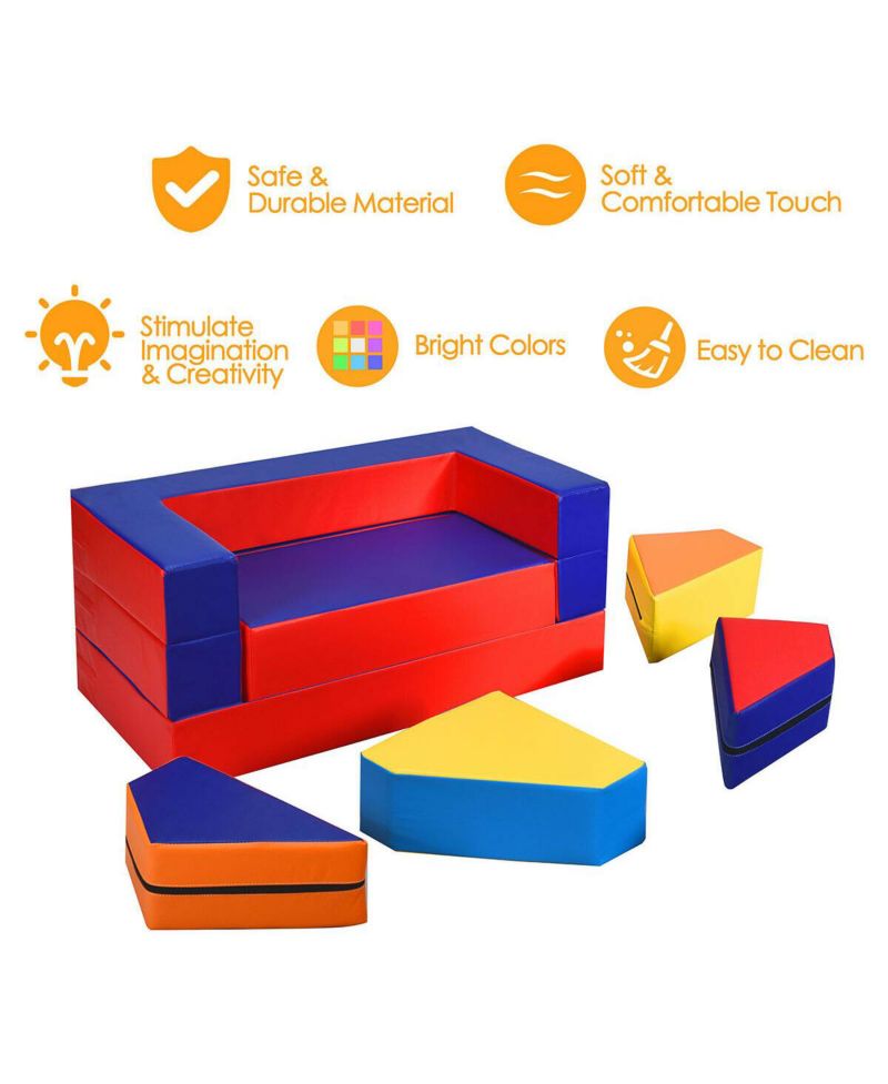 8 Pieces 4-in-1 Crawl Climb Foam Shapes Toddler Kids Playset