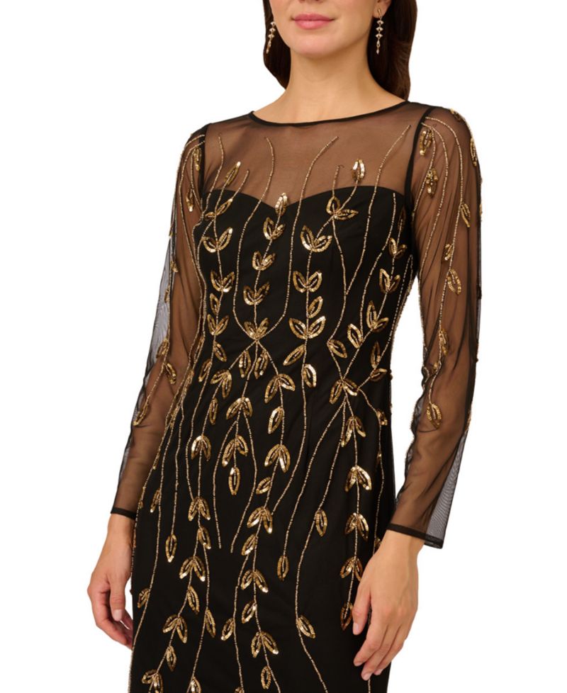 Women's Beaded Long-Sleeve Dress