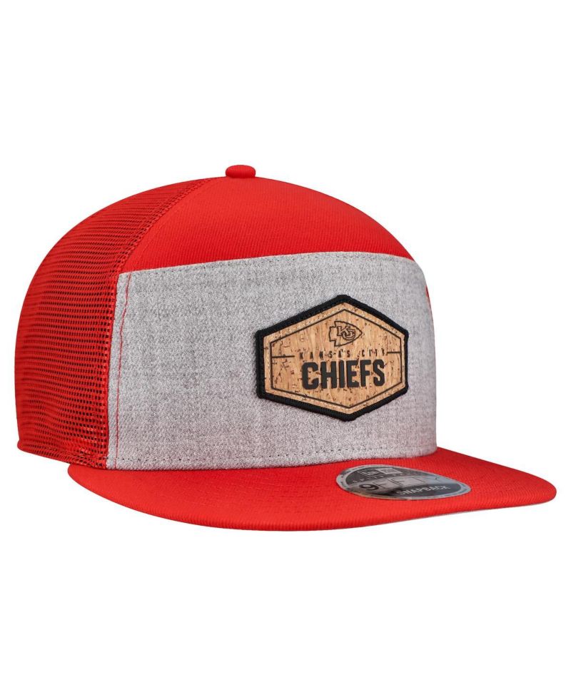Men's Gray/Red Kansas City Chiefs Cork Split Panel 9FIFTY Trucker Snapback Hat