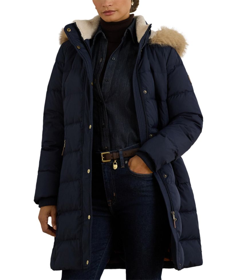 Plus Size Faux-Fur-Trim Hooded Puffer Coat