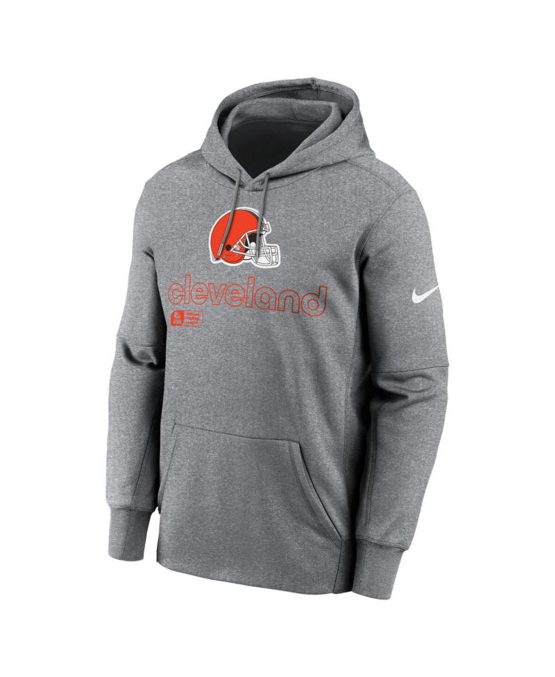 Men's Heather Gray Cleveland Browns Performance Pullover Hoodie