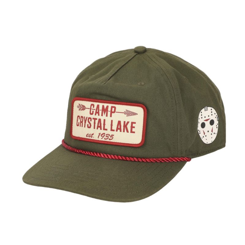 Men's Camp Crystal Lake Badge Green Retro Grandpa Snapback Hat