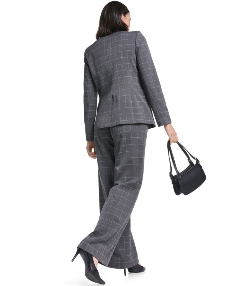Women's Plaid Long-Sleeve One-Button Notch Lapel Blazer