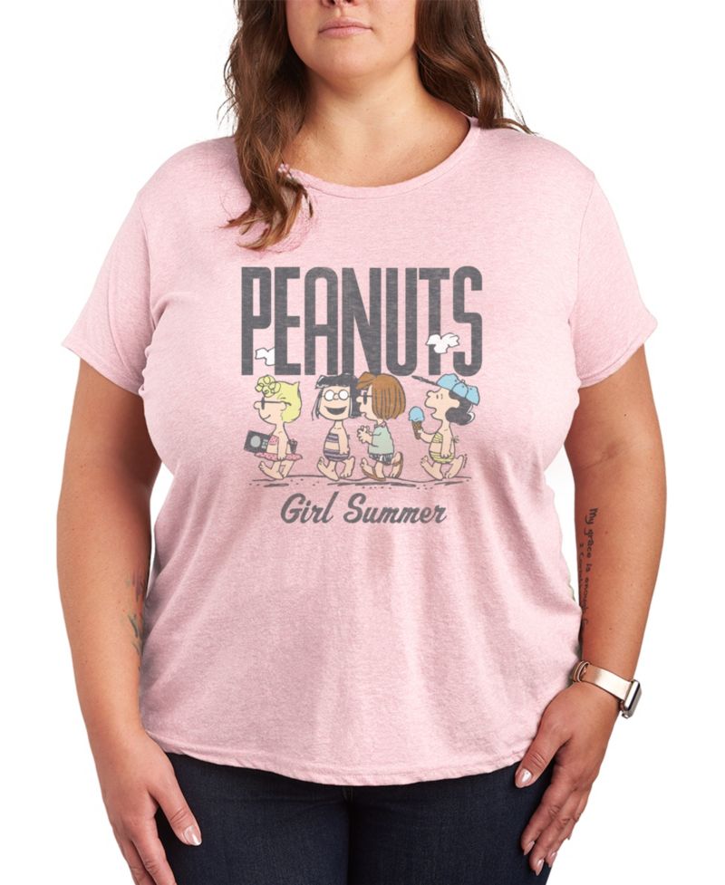 Plus Size Peanuts Girl Summer Sally Marcie Lucy Pattie Short-Sleeve Graphic T-Shirt