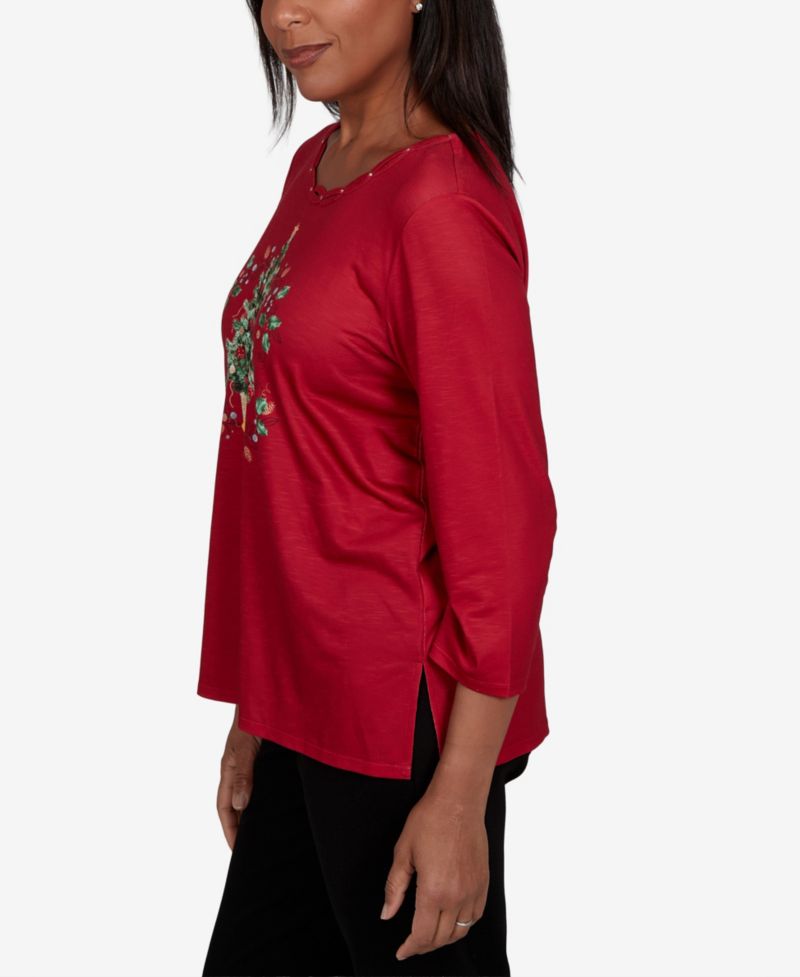 Women's Classic Christmas Tree Braided Neck Top