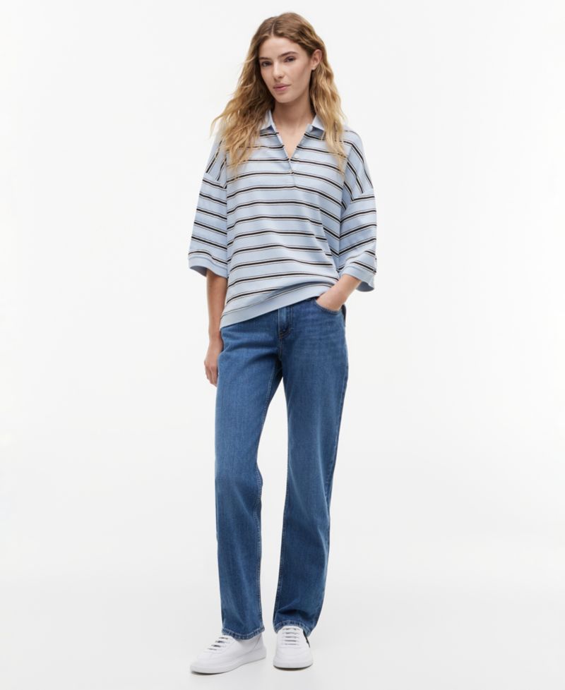 Women's Multi-Stripe Oversized Polo Shirt