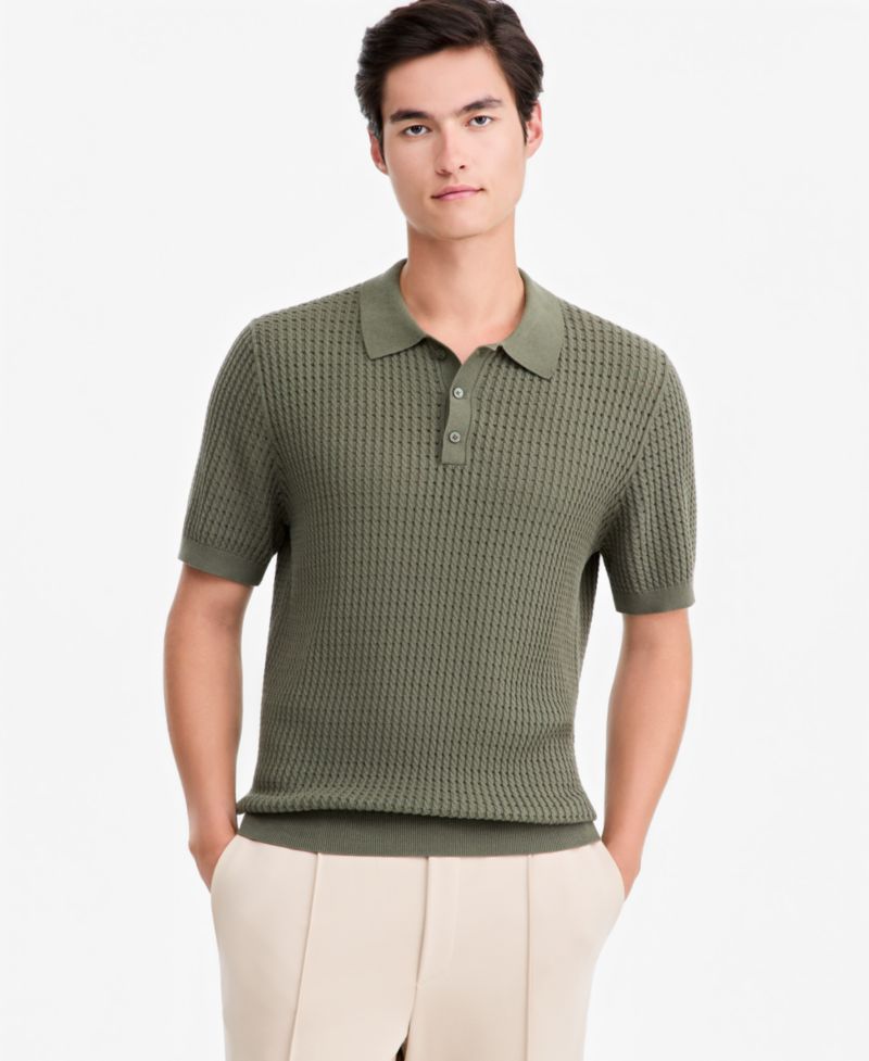 Men's Cotton Short-Sleeve Polo Sweater, Macy's Exclusive