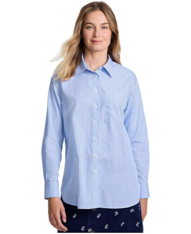 Women's Oversized No Iron Tunic with Statement Collar Shirt