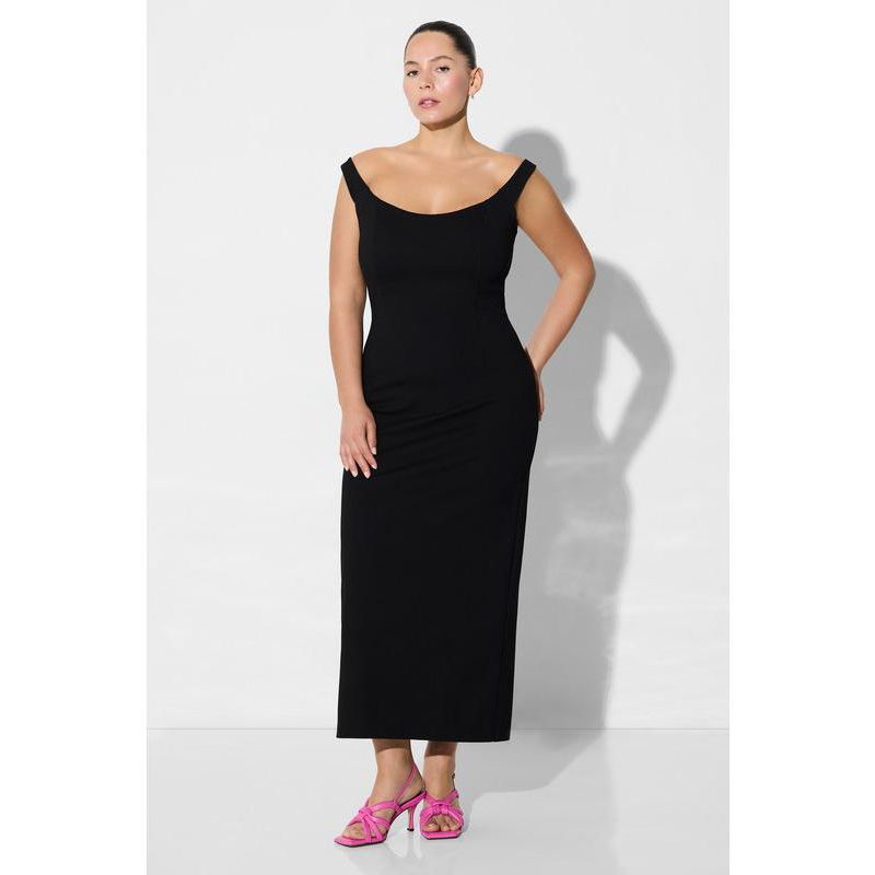Women's Eliana Slit Sleeveless Off-Shoulder Boat-Neck Fitted Midi Dress