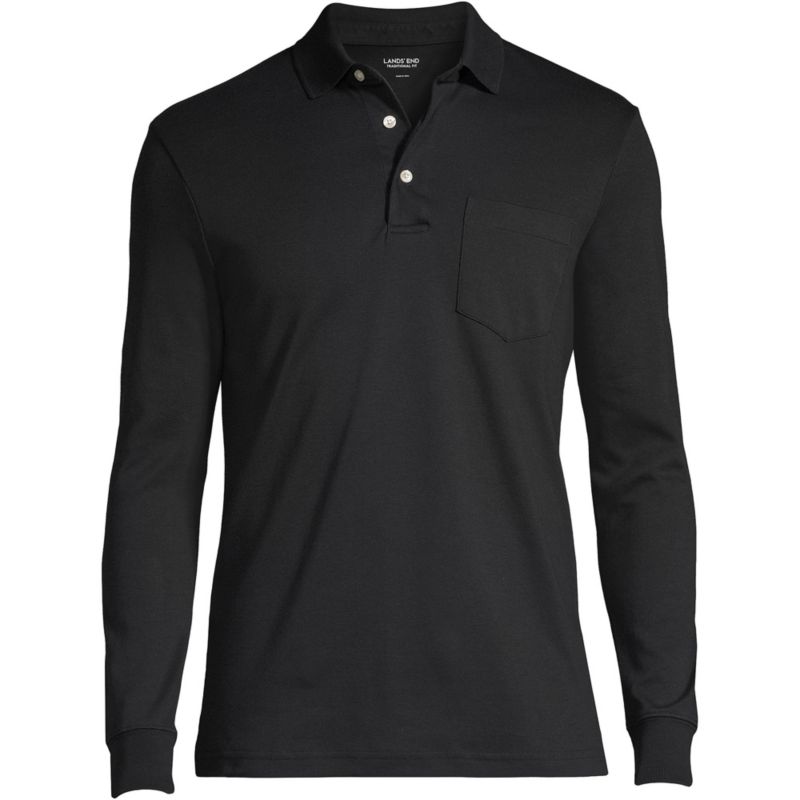 Big & Tall Long Sleeve Cotton Supima Polo Shirt with Pocket