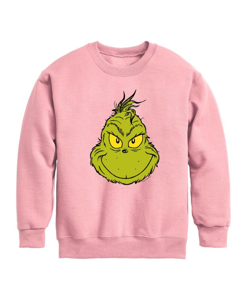 Big Girls Grinch Face Graphic Fleece Top