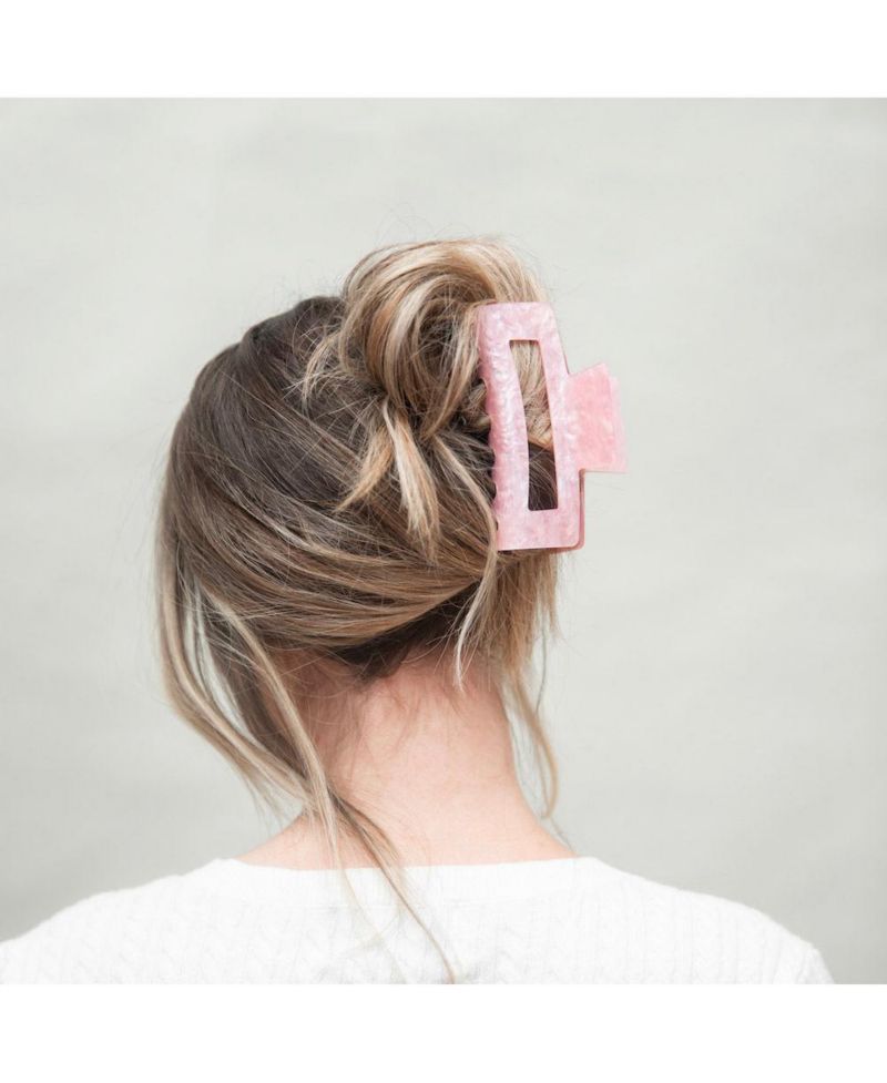 Large Rectangle Claw Clip - Pink