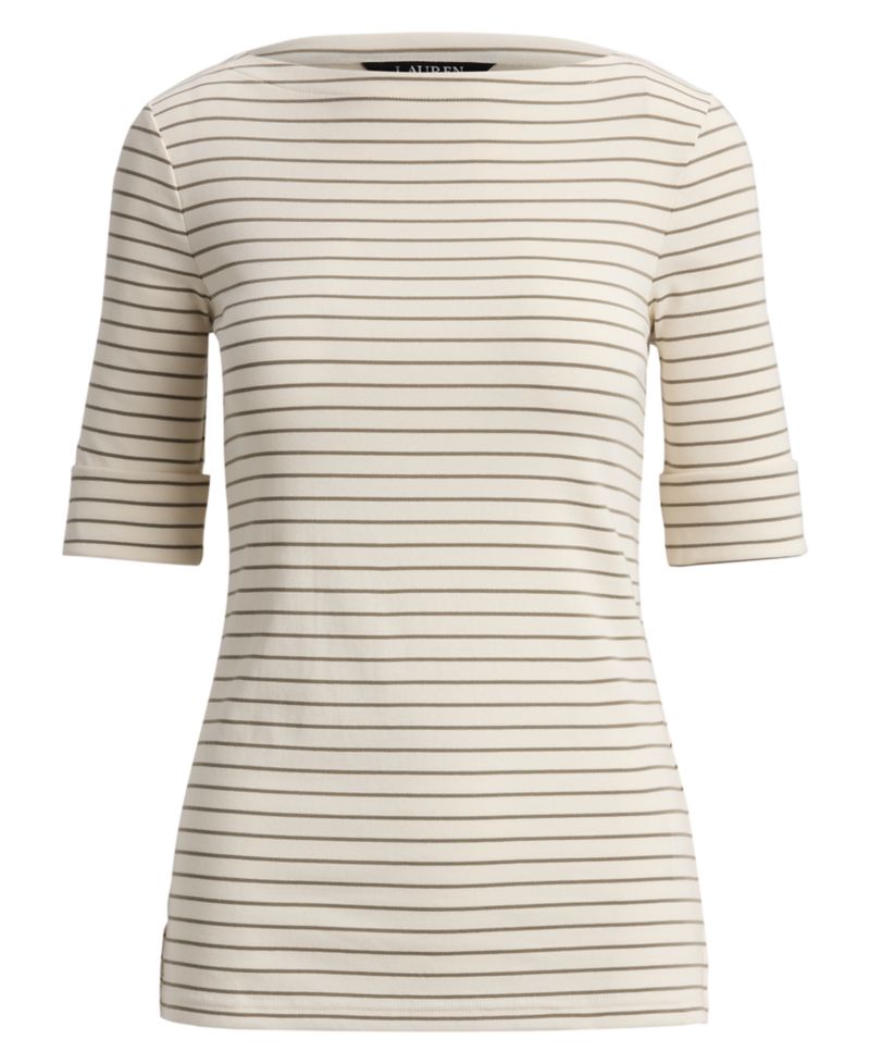 Women's Striped Boat Neck Top
