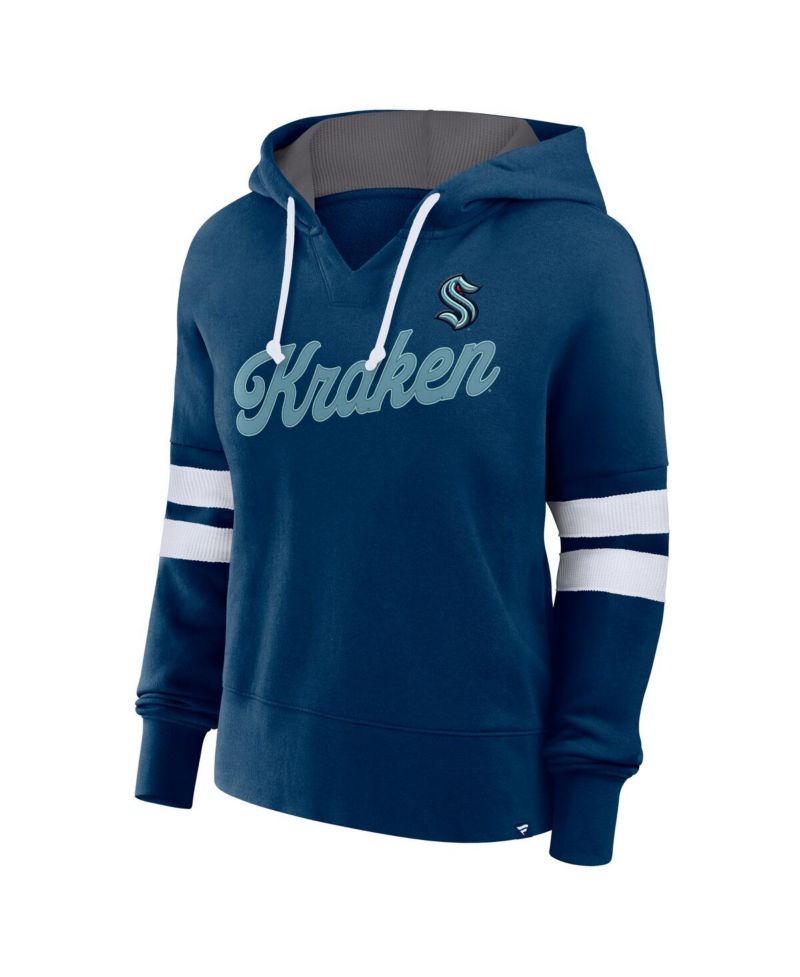 Women's Deep Sea Blue Seattle Kraken Seize Fleece Pullover Hoodie