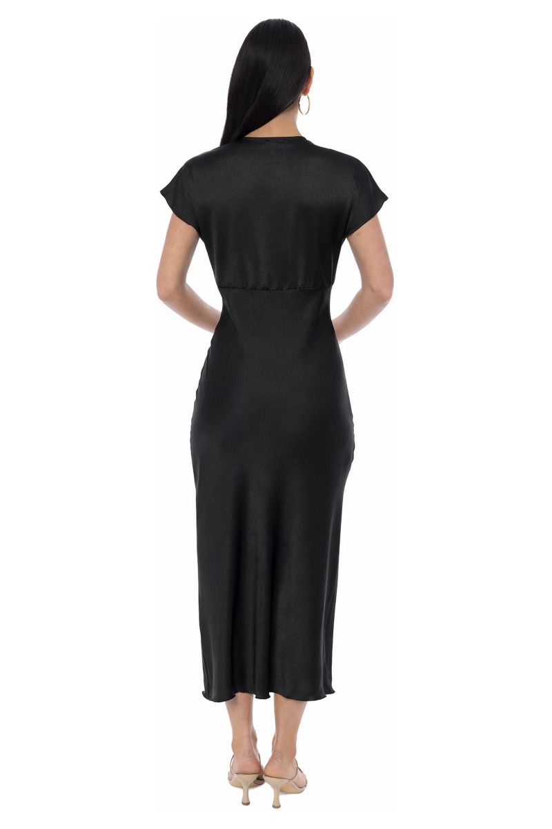 Women's Crepe Satin V-Neck Maxi Dress