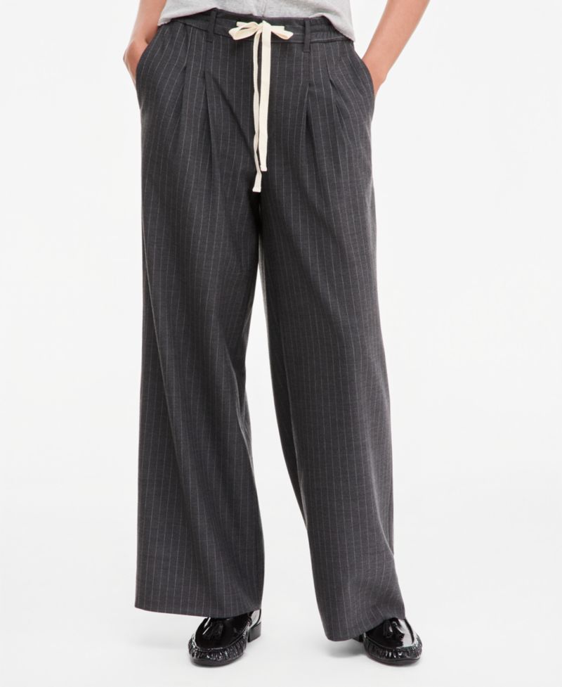 Women's High-Rise Pinstriped Wide-Leg Pants