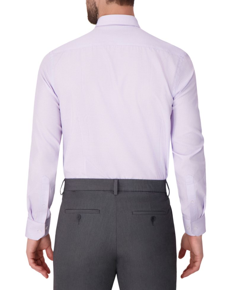 Men's Long Sleeve 4-Way Check Print Dress Shirt