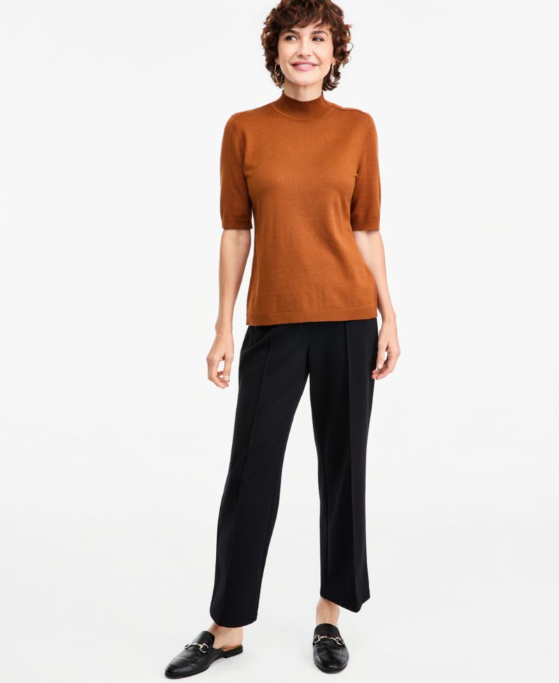 Women's Mock-Neck Short-Sleeve Sweater
