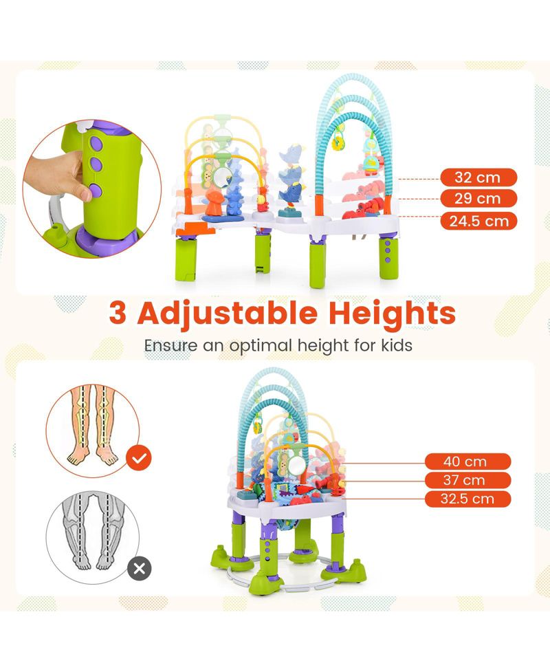Kids 4-in-1 Baby Bouncer Activity Center with 3 Adjustable Heights-Green