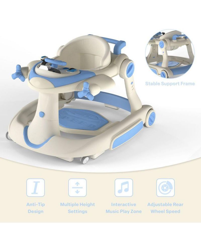 Convertible Baby Activity Walker with Adjustable Height, Foldable Design and Interactive Play Features