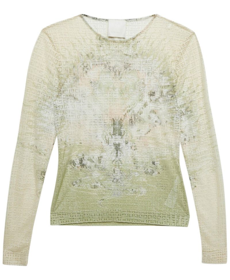 Women's Monogram Sheer Jacquard Knit Long Sleeve Top