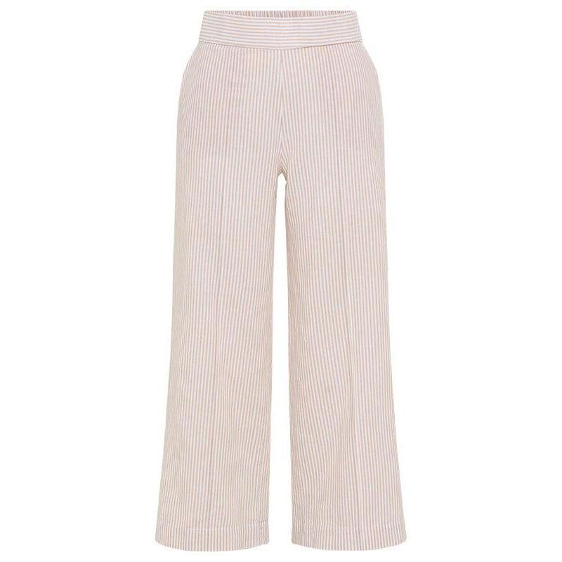 Women's Stripe Linen-Cotton Cropped Pant