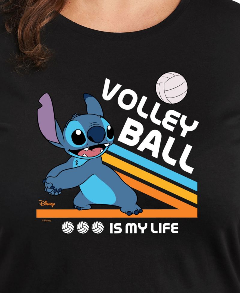 Trendy Plus Size Lilo and Stitch Sports Graphic Crew Neck T-Shirt
