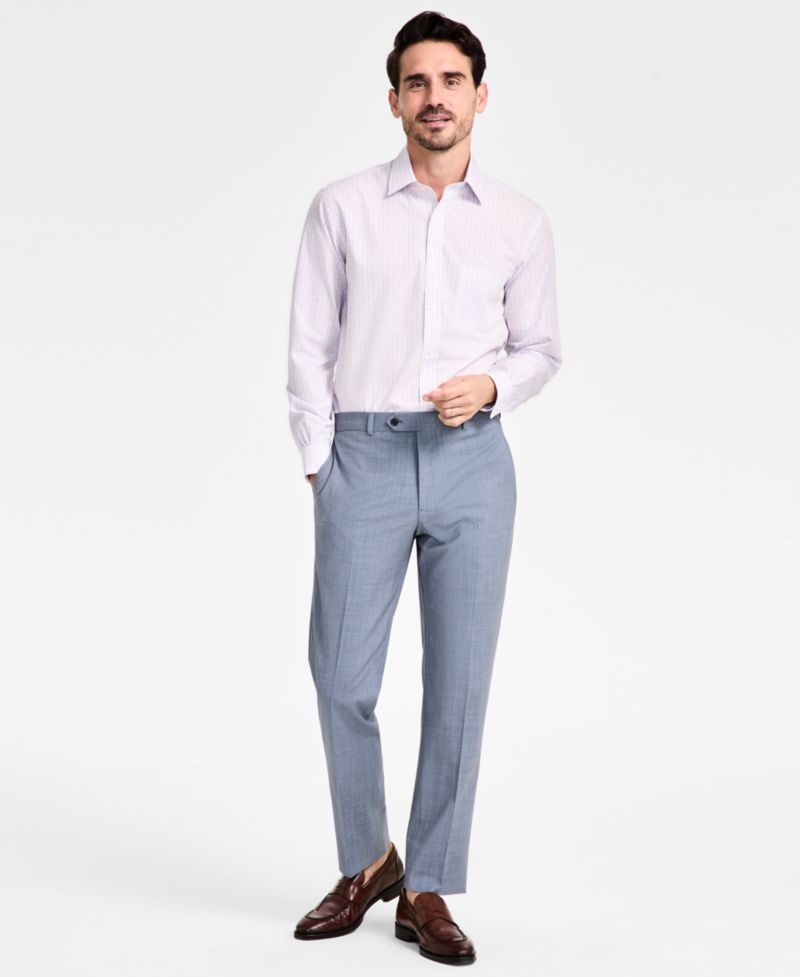 Men's Regular-Fit Non-Iron Spread Collar Tattersall Broadcloth Dress Shirt