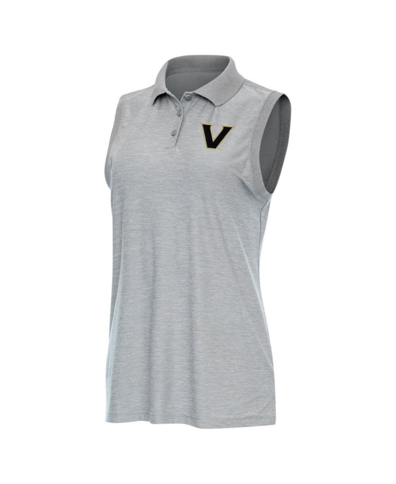 Women's Heather Gray Vanderbilt Commodores Recap Sleeveless Polo Shirt