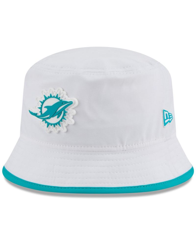 Men's White Miami Dolphins 2025 NFL Training Camp Stretch Bucket Hat