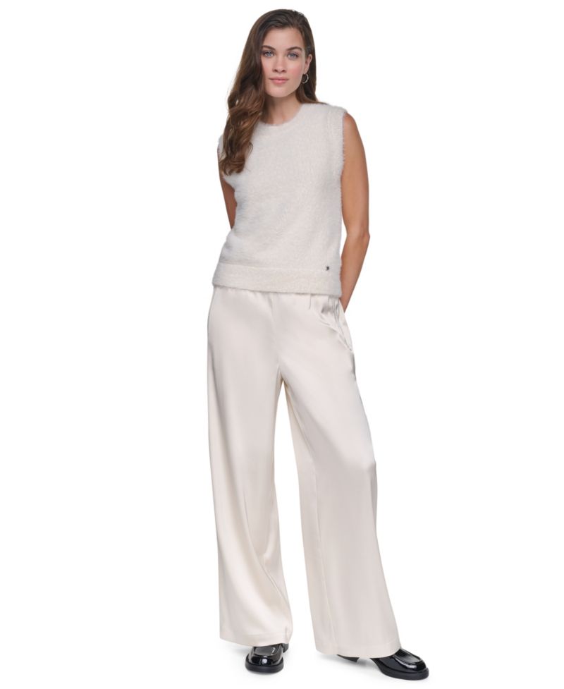 Women's Brushed Crewneck Sleeveless Sweater Vest