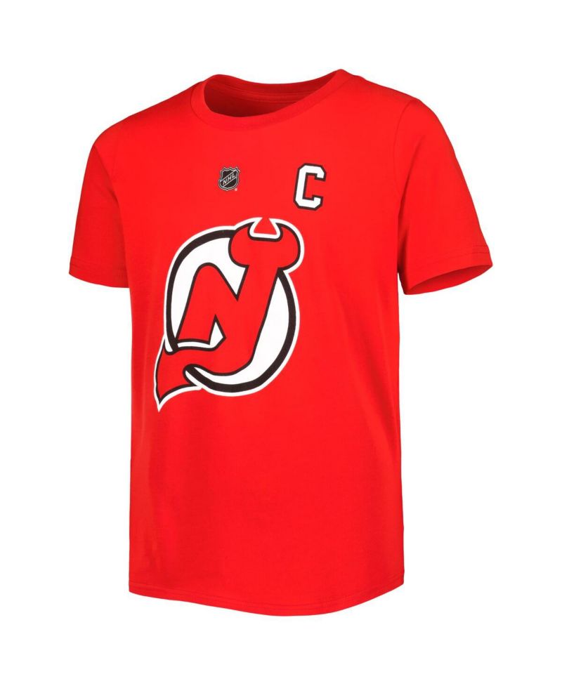 Big Boys Nico Hischier Red New Jersey Devils Player Name and Number T-shirt