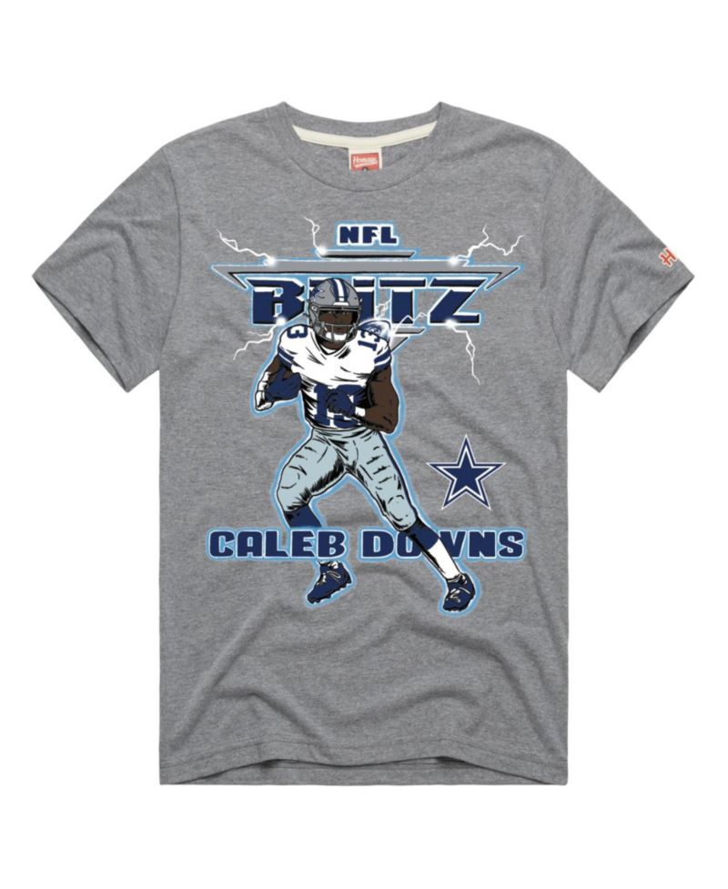 Men's and Women's Caleb Downs Gray Dallas Cowboys NFL Blitz Graphic Tri-Blend T-Shirt