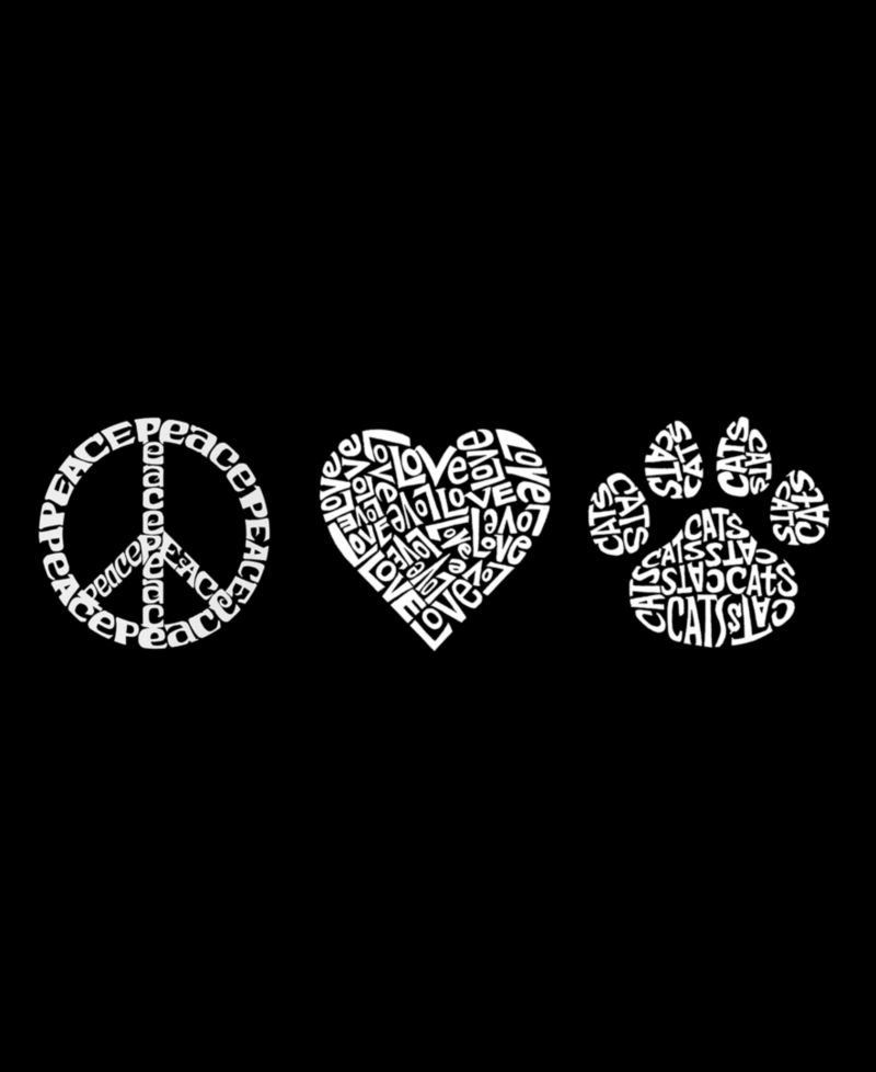Plus Size Peace Love Cats Word Art V-Neck T-Shirt