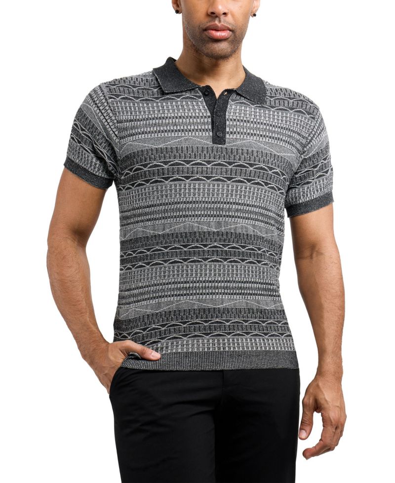 Men's Allover Jacquard Sweater Polo