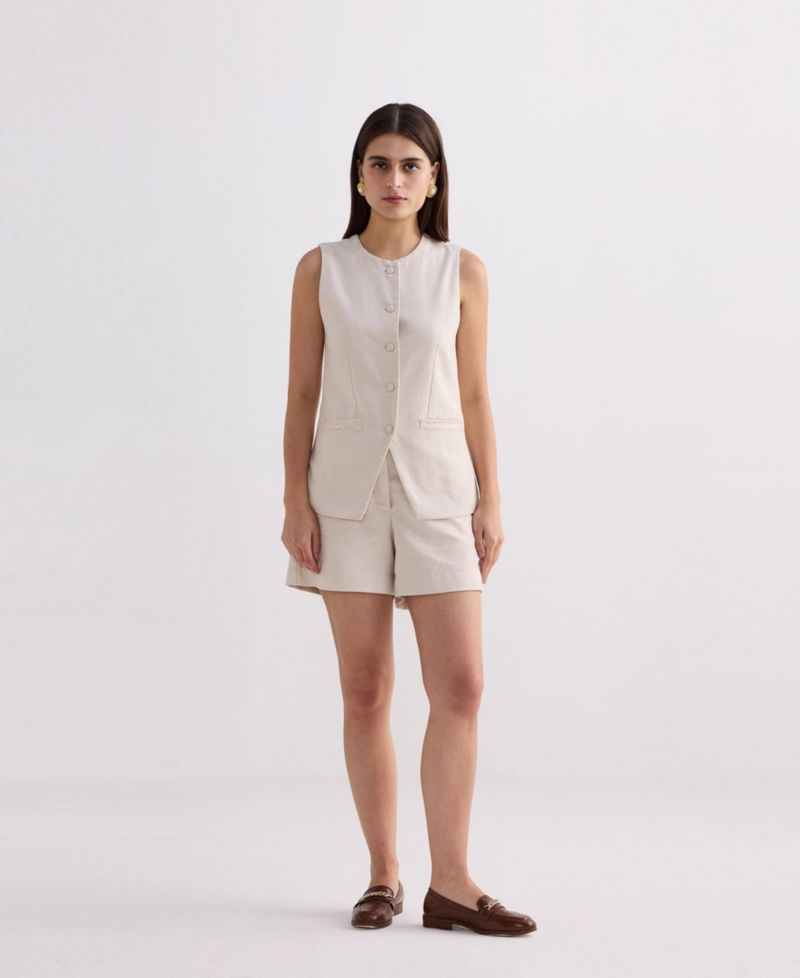 Women's Cotton Tweed Vest Jacket