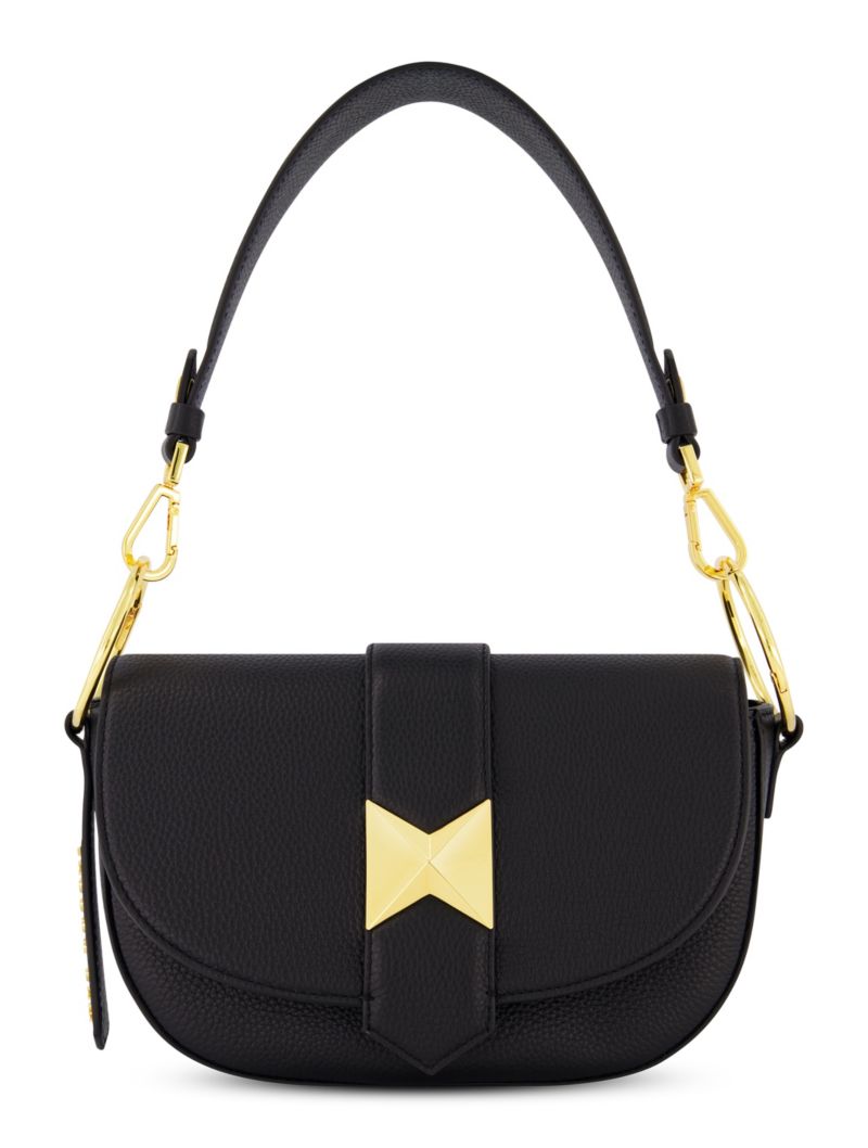 Gold Plated Hardware Grain Leather Saddle Bag