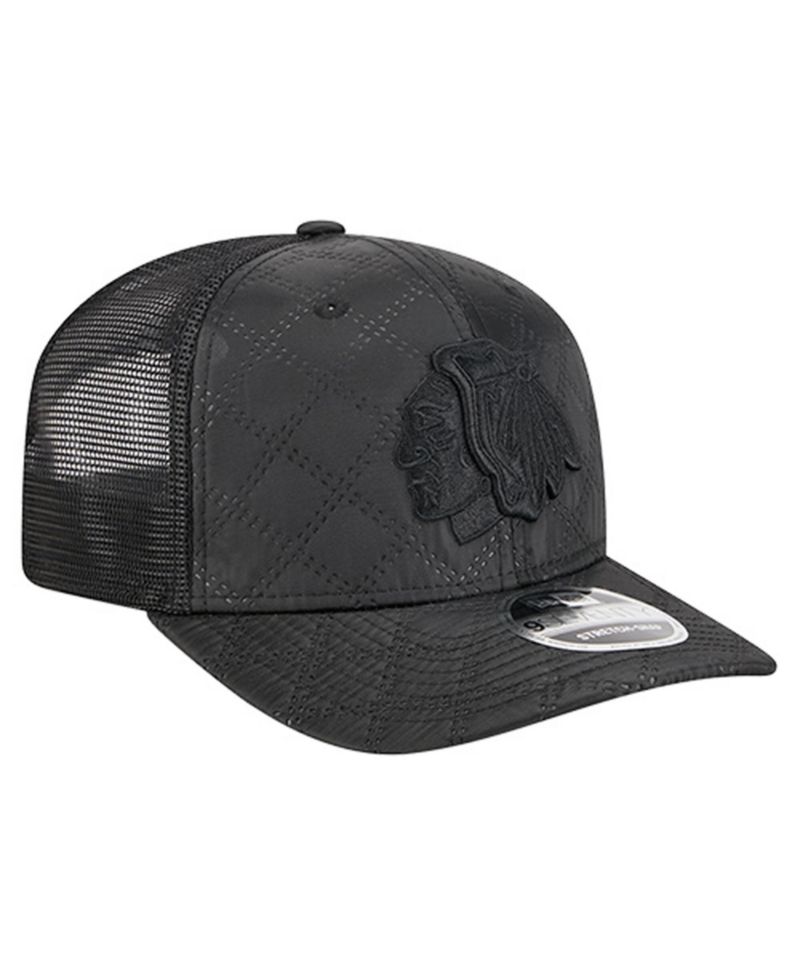 Men's Black Chicago Blackhawks Quilted 9SEVENTY Adjustable Trucker Hat