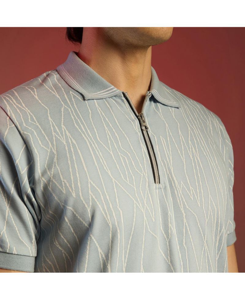 Men's Powder Blue Crevice-Lined T-Shirt