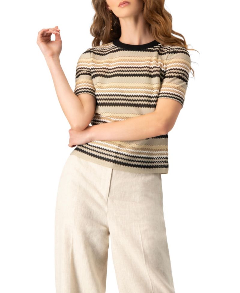 Women's Chevron Stripe Crochet Knit Top