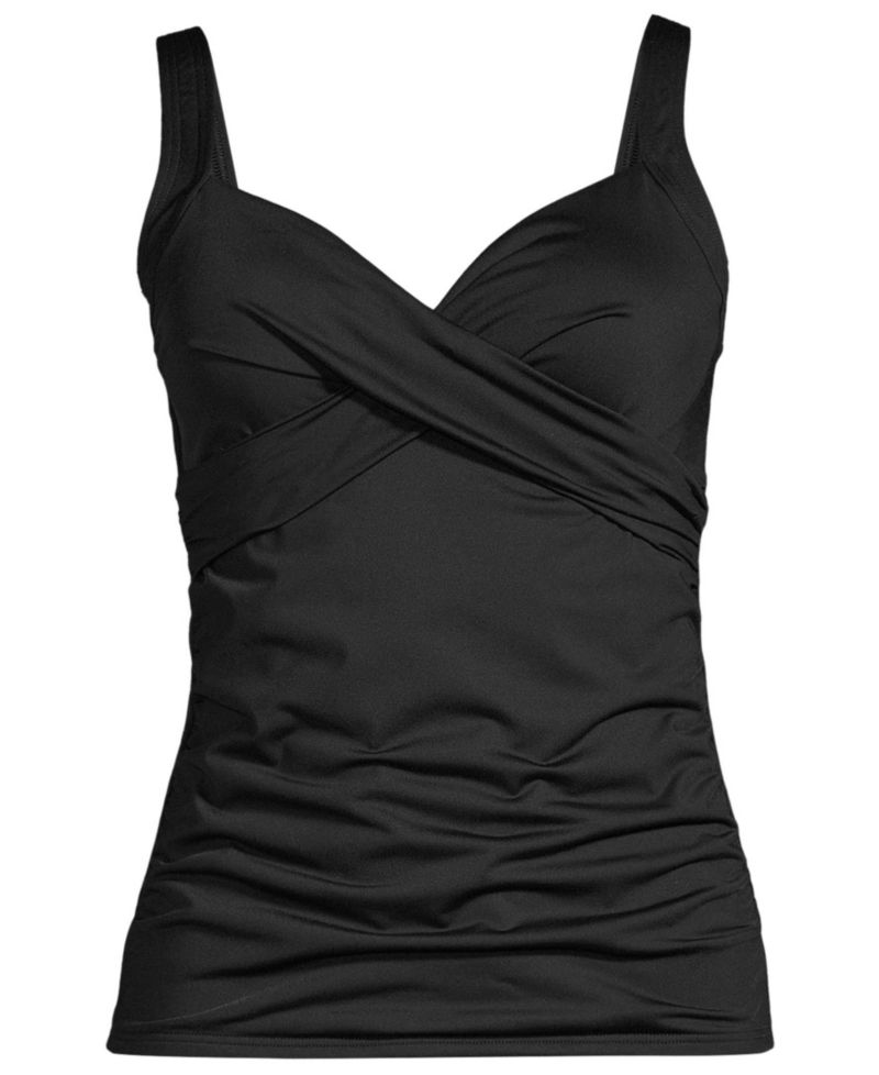Women's Tummy Control V-Neck Wrap Underwire Tankini Swimsuit Top