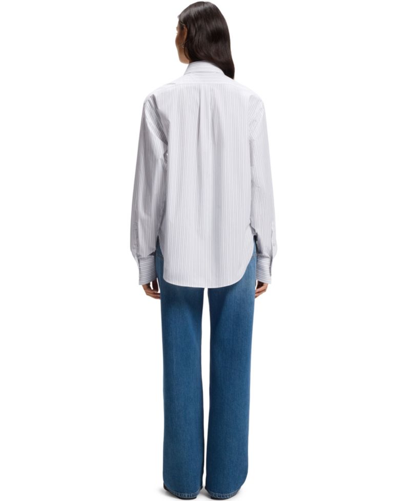 BOSS by Women's Relaxed-Fit Vertical-Stripe Poplin Blouse
