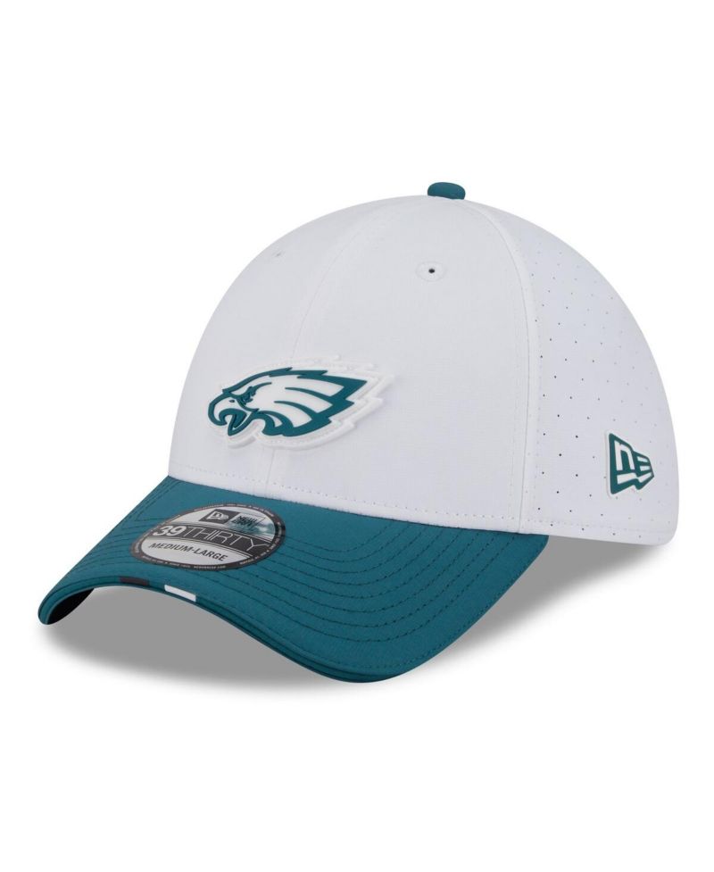 Men's White/Midnight Green Philadelphia Eagles 2025 NFL Training Camp 39THIRTY Flex Hat