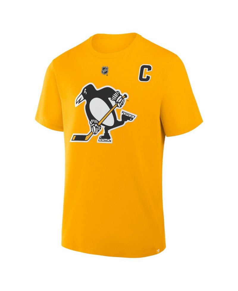 Men's Sidney Crosby Gold Pittsburgh Penguins Authentic Stack Name & Number T-Shirt