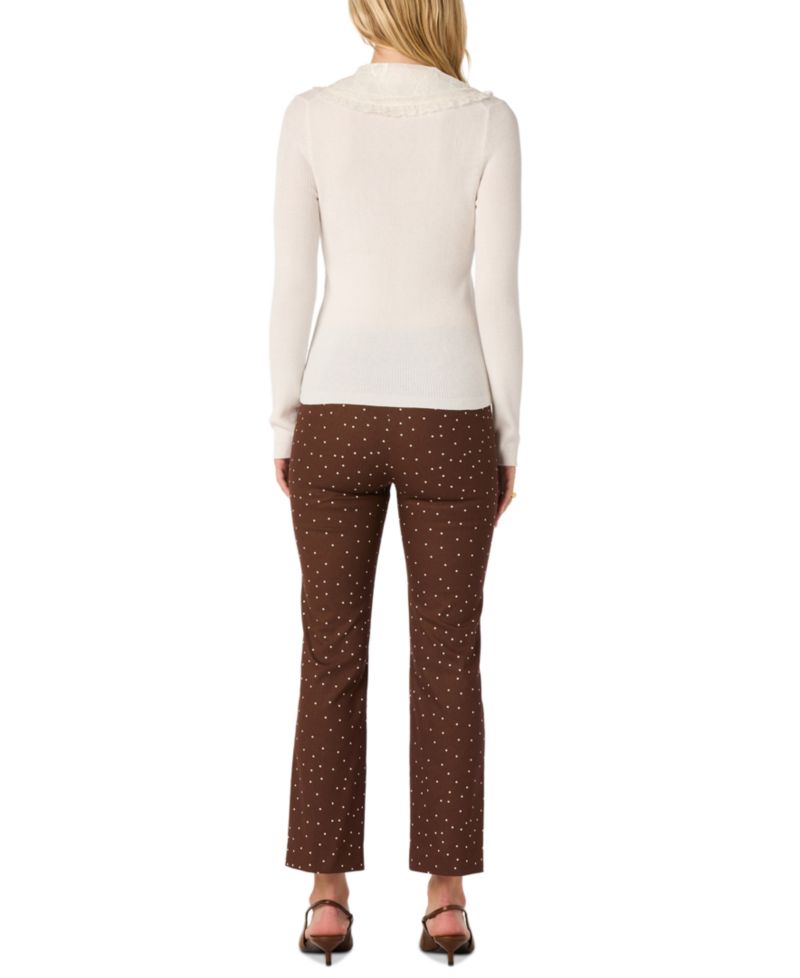 Women's Sonya Lace-Collar Ribbed-Knit Cardigan