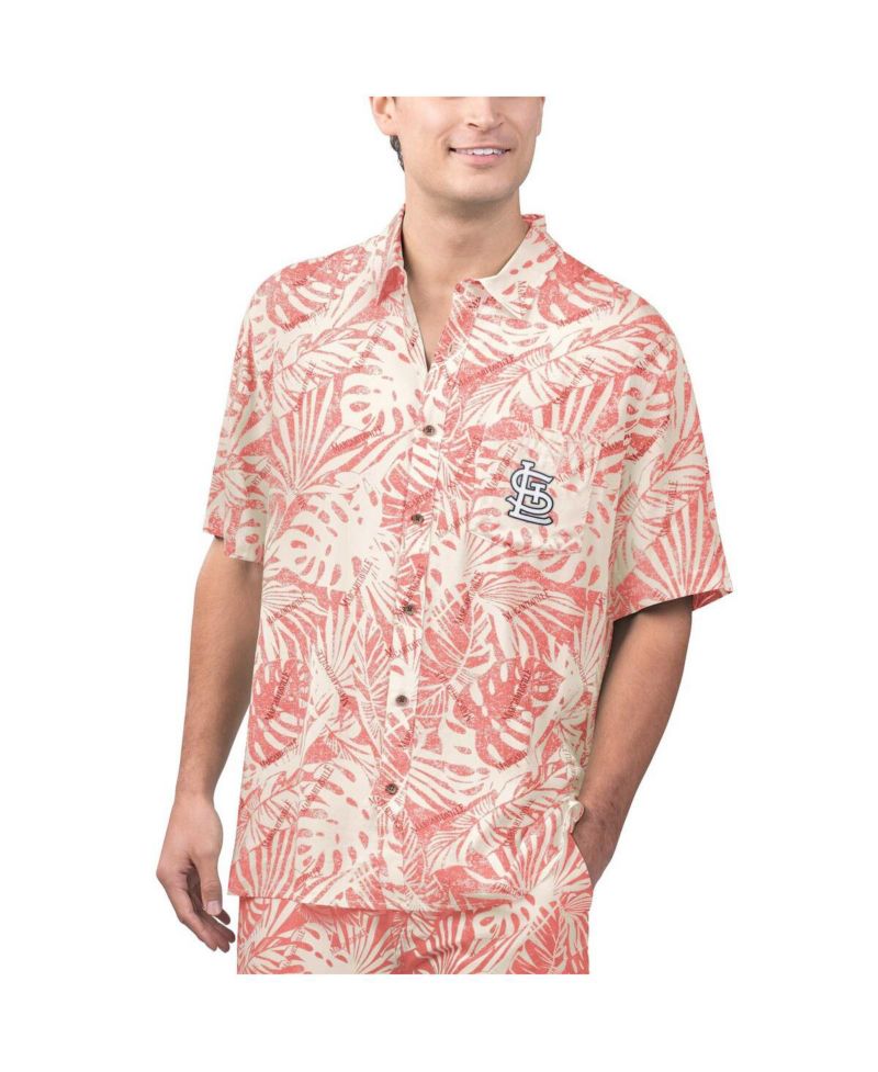 Men's Red St. Louis Cardinals Monstera Print Party Button-Up Shirt